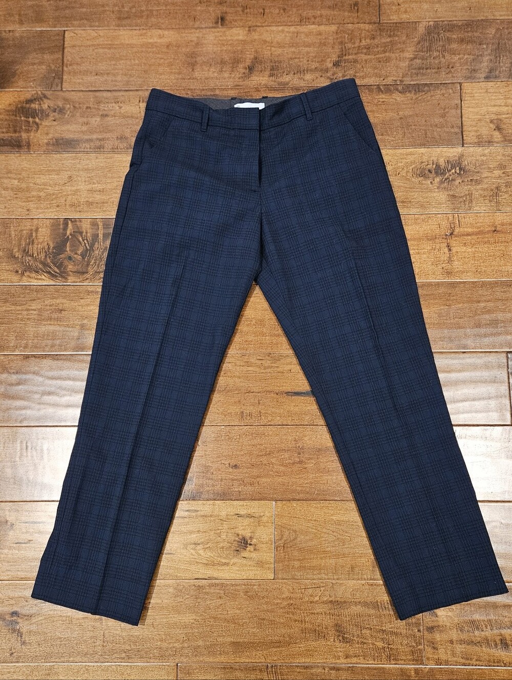 Women's Navy Plaid Dress Business Pants